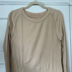 We The Free Tan Ribbed Long Sleeve Sweatshirt